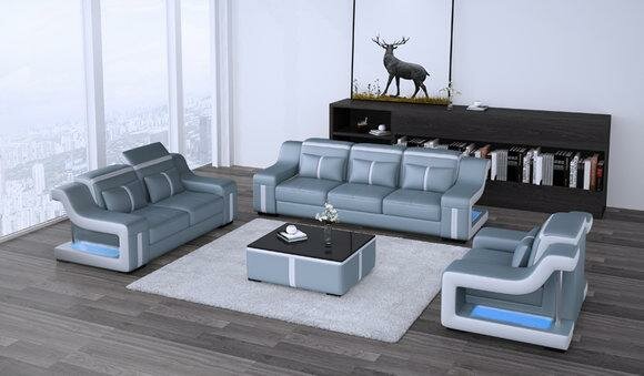 Leder Wohnzimmer Garnituren Couch Set Sofas Couchen Sofagarnitur 3+2+1