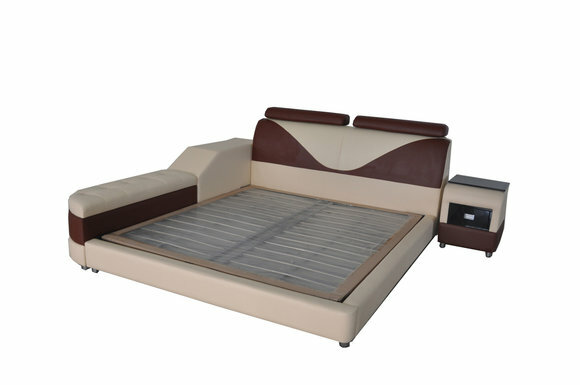 Luxus Leder Design Polster Betten Doppel Modernes Beleuchtet Ehe Bett