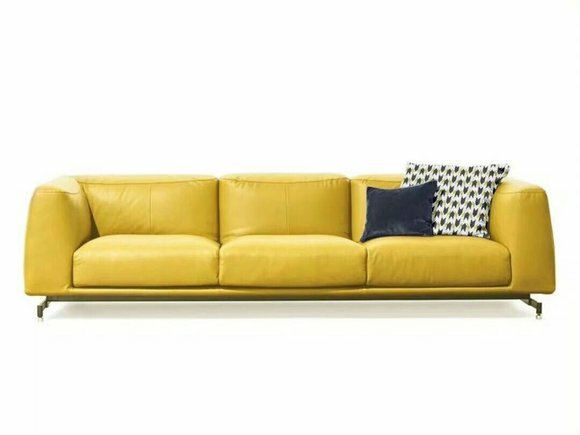 Design XXL Big Sofa Couch Leder Couchen Gelbe 4 Sitzer Polster 255 cm Sofas Neu
