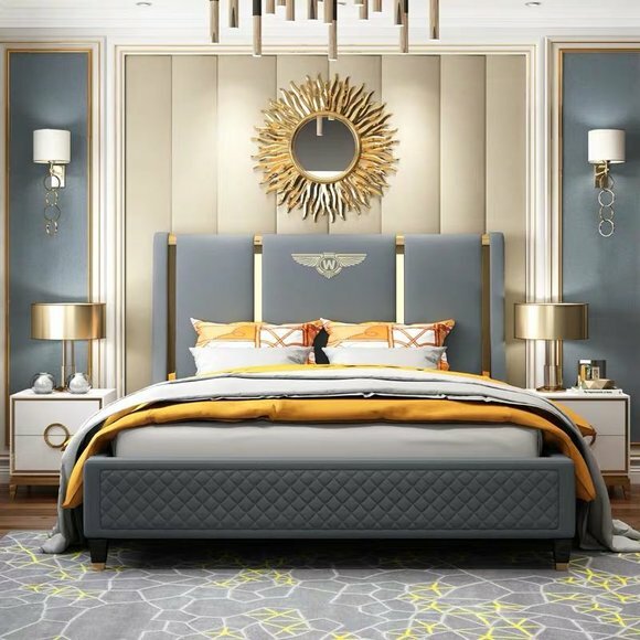 Bett Polster Design Luxus Doppel Hotel Betten Ehe Schlaf Zimmer Leder 180x200cm