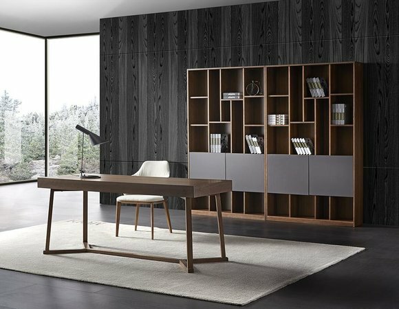 Design Büro Office Kanzlei Tisch Regal Akten Schrank Schreib Tische Sessel 4tlg