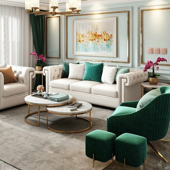 Sofa Polster Sitz Couch Garnitur Wohnzimmer Sofas Set 3+1+1 Stoff Garnituren