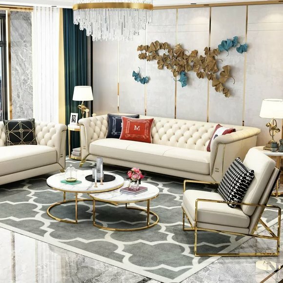 Sofa Chesterfield Couch Polster Sitz 3+2 Sitzer Garnitur Design Couchen Sofas