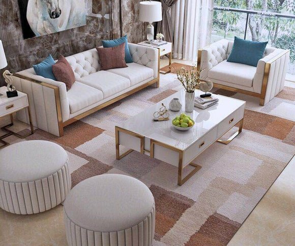 Edel Stahl Couch Polster Stoff Sofa 321 Sitzer Couchen Garnitur Set