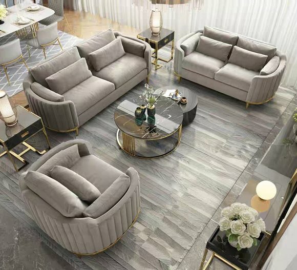 Luxus samt Sofa Couch Polster Sitz Garnitur 3+2 Komplett Set Designer