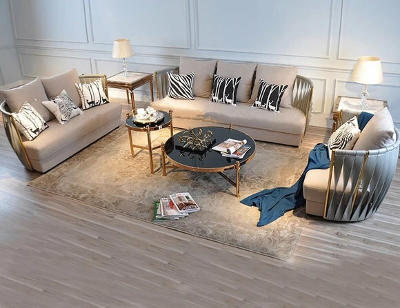 Edelstahl Couch Sitz Garnitur Sofa 3+2 Leder Wohnzimmer Neu Polster