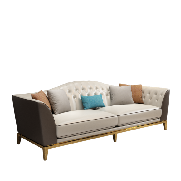 Dreisitzer Couch Polster Leder Sofa Sitz 3er (ohne 2+1) Chesterfield Metall Neu