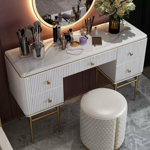 Tisch Moderne Konsole Spiegel Kommode Schminktisch Schlafzimmer Hocker Set