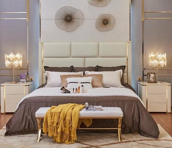 Leder Luxus Hotel Bett Doppel Polster Betten Schlaf Zimmer 180x200 Ehe Hotel Neu