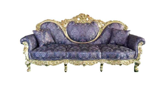 Thron Sofa Queen Polster Samt 3 Sitzer Antik Stil Sessel Lounge Chesterfield Neu