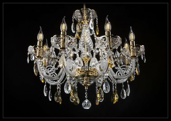 Decken Pendel Kronleuchter Bohemia Kristalle Luster Goldene Lampe