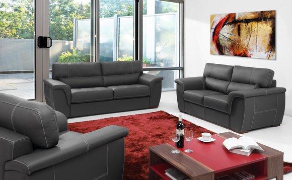 Leder Design Couch Polster Sitz Garnitur Sofa 2+1+1 Leder Sofas Neu