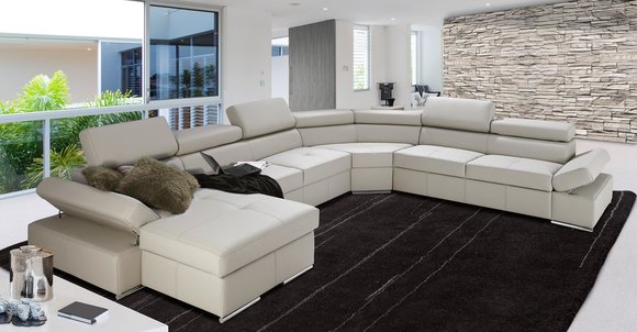 XXL Wohnlandschaft Sofa Couch Polster Design Eck Garnitur Sofas 100% ITALY LEDER