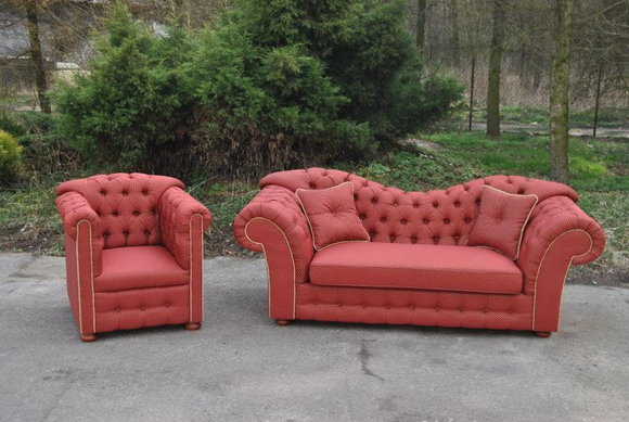 Chesterfield Set 3+1 Sitzer Sofagarnitur Stoff Design Couch Polster Sitz Sofas