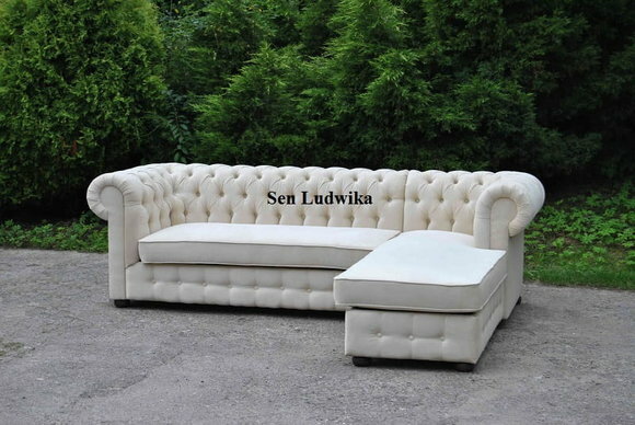 Chesterfield Ecksofa L-Form Stoff Design Couch Polster Sitz Sofa Textil