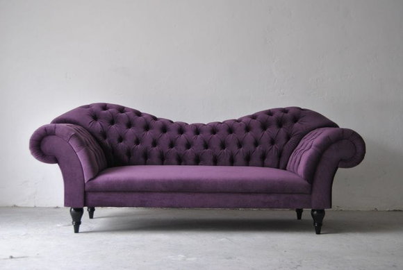 Dreisitzer Design Couch Lila Polster Sitz Textil Sofa 3 Sitzer Chesterfield