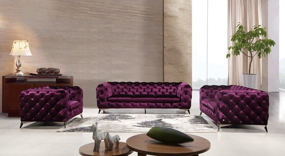 Sofa Chesterfield Polster Couch XXL Big Garnitur Textil 2+1+1 designer