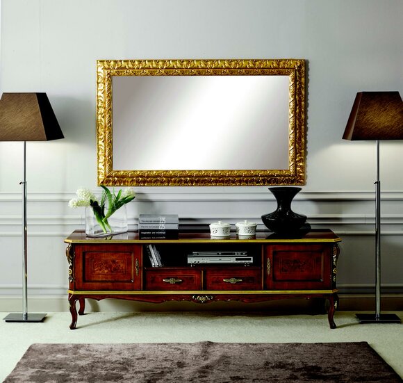 Luxus 2tlg Set Sideboard Lowboard rtv Spiegel Italienische Holz Möbel Holzmöbel