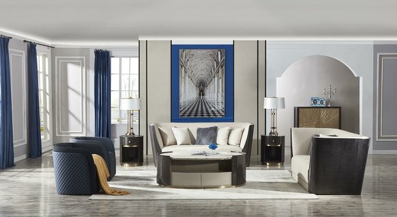 Italienische Designer Möbel Wohnzimmer Sofagarnitur Couch Polster Leder