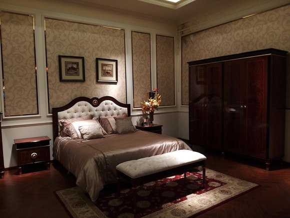 Doppelbett Schlafzimmer Set Bett + 2x Nachttische Betten Ehe Barock Rokoko