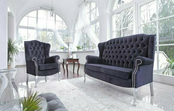 Klassische Chesterfield Sofagarnitur 3+2+1 Sitzer Sofa Couch Polster Samt
