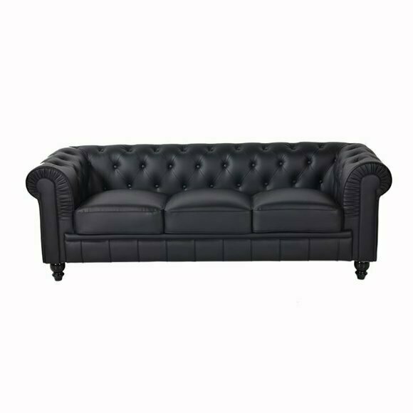 jvmoebel ® Textil Sofa Couch - Schwarz Polster Dreisitzer Couch Garnitur