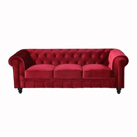 jvmoebel ® - Leder Sofa Couch - Rote Polster Dreisitzer Couch Garnitur