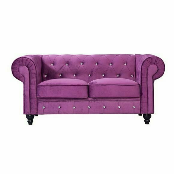 Klassische Leder Couch - Lila Chesterfield Stoff Sofa 2 Sitzer Neu jvmoebel ®