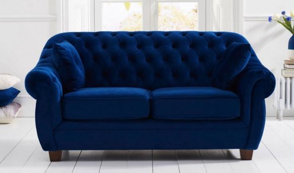 jvmoebel ® - Textil Sofa Couch - Blaue Polster Zweisitzer Couch Garnitur