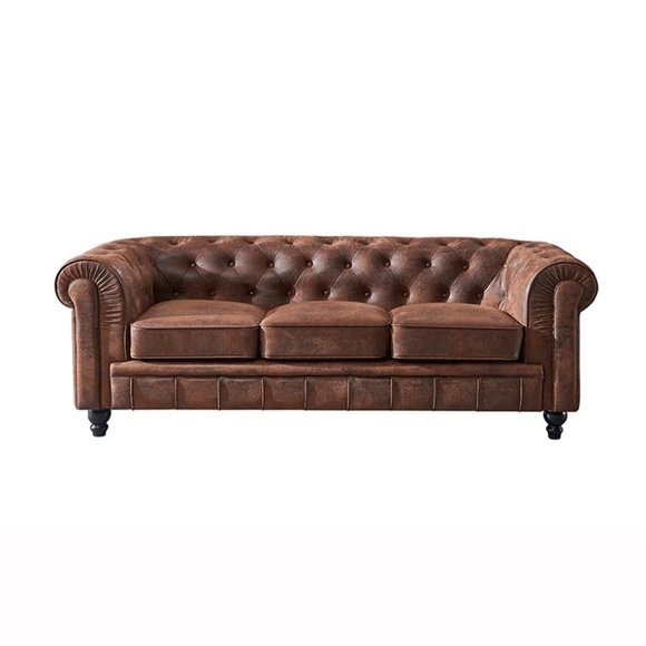 Chesterfield Sofa Couch Polster Stoff Leder Couchen Polster Garnitur 3 Sitzers
