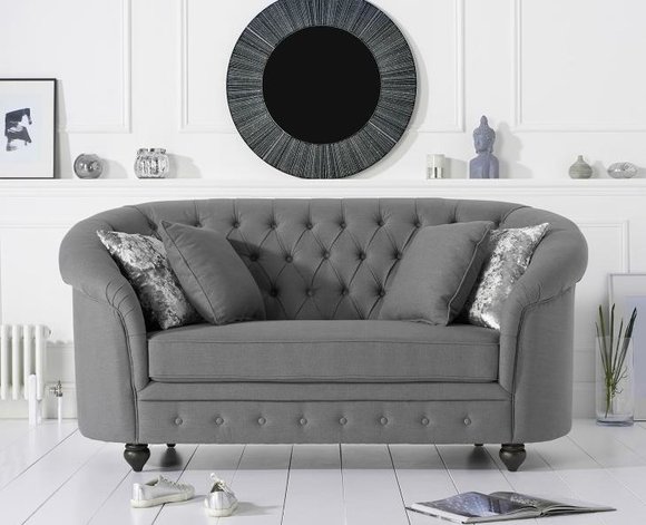 Klassische Textil Couch - Graue Chesterfield Stoff Sofa 2 Sitzer Neu jvmoebel ®