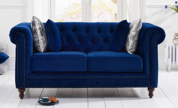 Chesterfield Sofa Couch Polster Stoff Leder Couchen Polster Garnitur 2 Sitzer