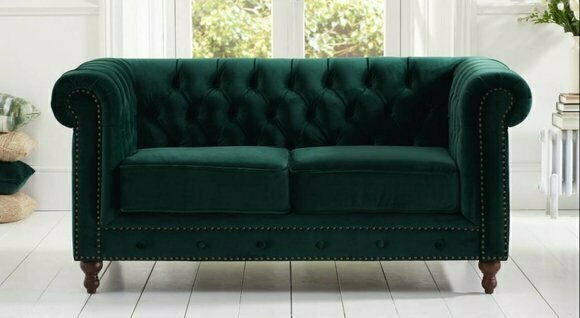 jvmoebel ® - Textil Sofa Couch - Grüne Polster Zweisitzer Couch Garnitur