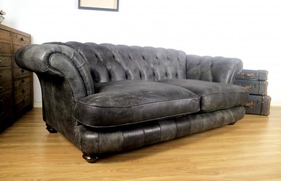 Big XXL Chesterfield Couch Tiefe Sitzflächen Polster Sofa Leder luxus Sofas