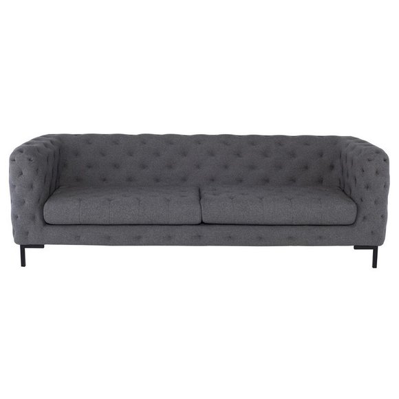 Graue Chesterfield Sofa Couch Polster Stoff Leder Couchen Textil Garnitur