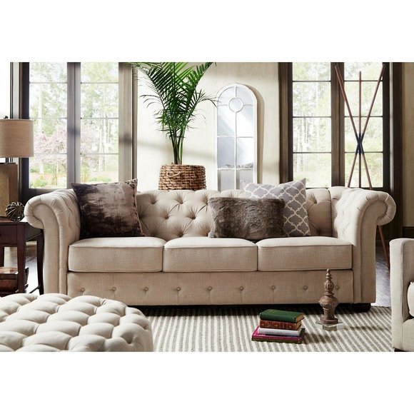 Landhaus Stil Möbel - Chesterfield Sofa Sitz Garnitur 3+2 Set Stoff jvmoebel ®