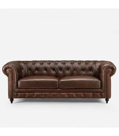 Chesterfield 3 Sitzer Klassische Luxus Barock Rokoko Sofa Textil Leder