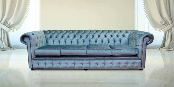 Chesterfield 4 Sitzers Klassische Luxus Barock Rokoko Sofa Couch Textil