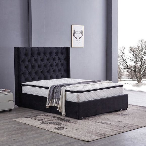Design Chesterfield Bett Leder Hotel Betten Schlafzimmer Neu Samt Polster