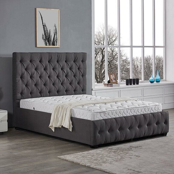 Klassische Betten Design Bett Polster Textil 140x200cm jvmoebel ® Chesterfield
