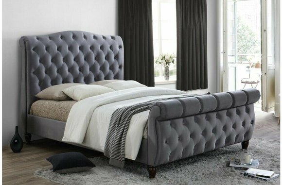 Klassisches Samt Textil Bett Doppel Betten Gepolsterte Hotel Schlazimmer 180x200