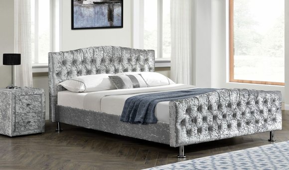 Chesterfield Designer Bett Schlafzimmer Textil Leder Polster 140/160/180/200 cm