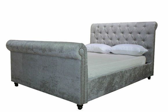 Design Chesterfield Bett Textil Samt Polster Leder Hotel Betten Schlafzimmer Neu