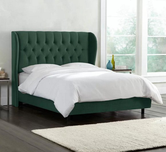 Chesterfield Design Samt Bett Luxus Textil Betten Schlafzimmer Doppel 160x200cm