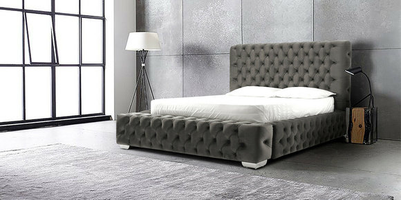 Chesterfield Designer Bett Schlafzimmer Textil Leder Polster 140/160/180/200 cm