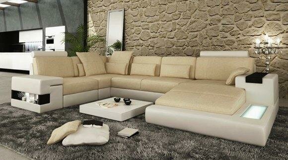 Textil Ecksofa Wohnlandschaft Couch Polster Garnitur Ecke Eck Sofa Stoff