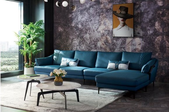 Wohnlandschaft Ecksofa L-Form Sessel Set Garnitur Modern Sofa Blau Couchen Neu