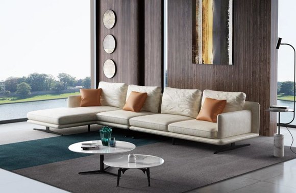 Wohnlandschaft Ecksofa L-Form Sessel Set Garnitur Modern Sofa Leder Sitz Ecke