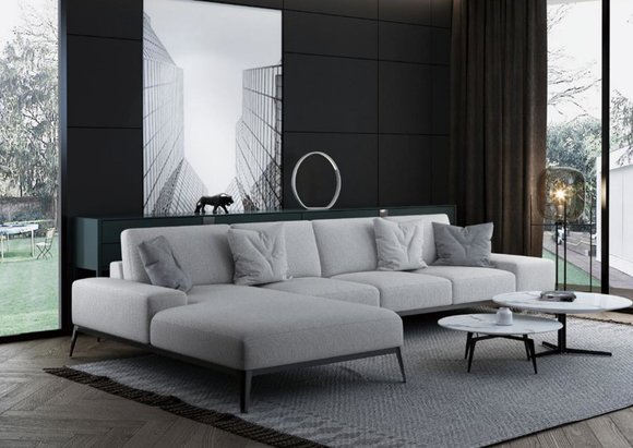 Italienische Polster Sitz Ecke Leder Couch Moderne Garnitur Wohnlandschaft Neu