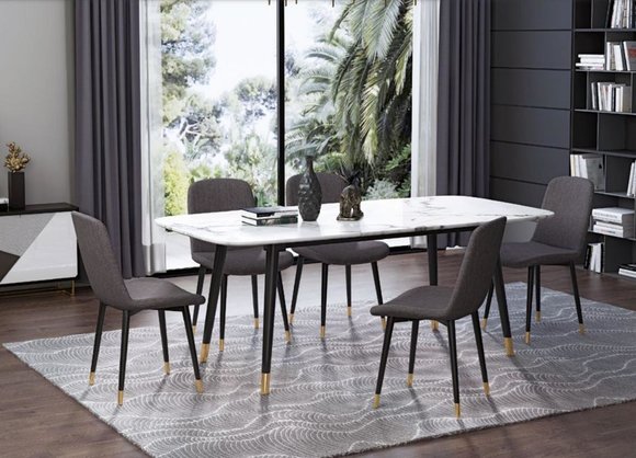 Esszimmergruppe Tisch 5x Stühle Sitzgruppe Essgruppe Esszimmergarnitur Tisch Neu